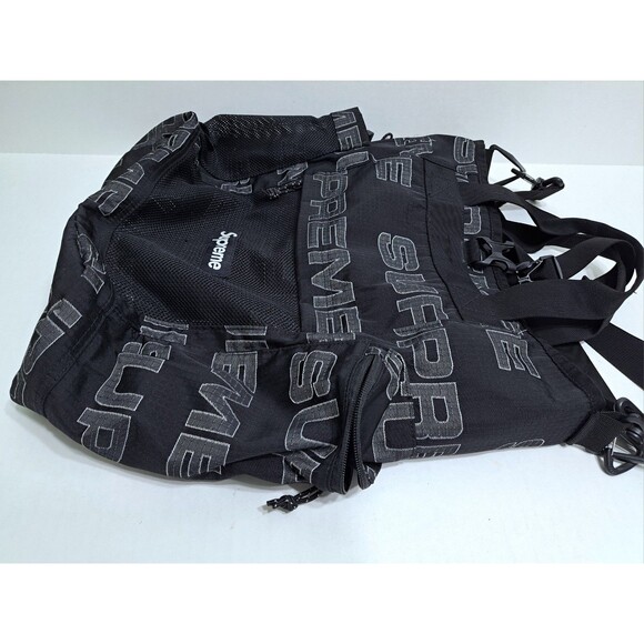 Supreme Sling Messenger Bag Black Cordura All Over Logo Tote Vintage - Picture 4 of 16